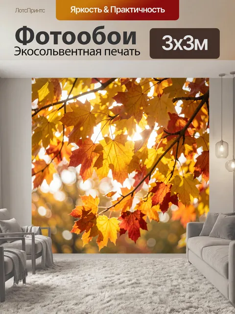 Фотообои Осенние кленовые листья на солнце