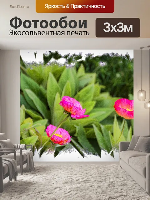 Фотообои розовые маки