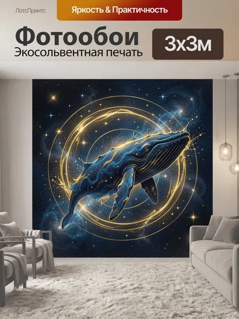 Фотообои Кит в космическом сиянии