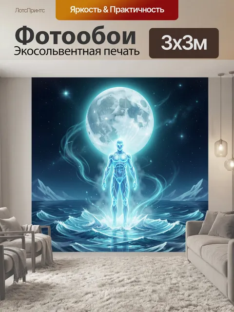 Фотообои Сияющий гуманоид под полной луной