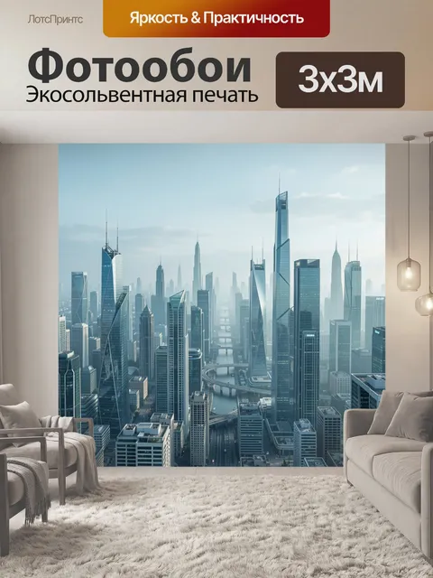 Фотообои Футуристический мегаполис с каналом