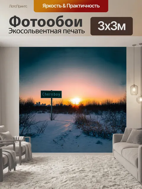 Фотообои на фоне шевеленки зимнего заката