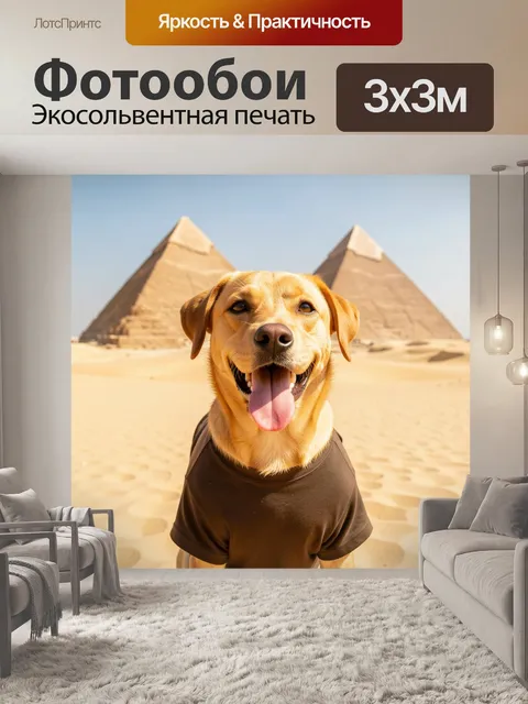 Фотообои Собака на фоне египетских пирамид
