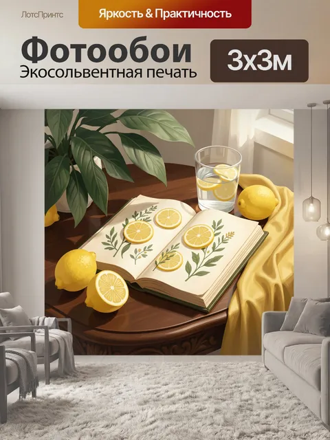 Фотообои Лимоны на раскрытой книге