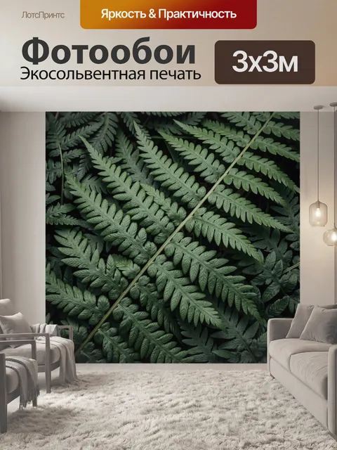 Фотообои Зеленые папоротники в крупном плане