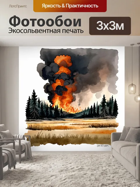 Фотообои огромная еще не потушенная лесная поляна