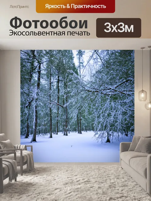 Фотообои россия леса, глубокий зимний лес, заснеженные деревья, мохнатый снег на ветвях, мирная атмосфера