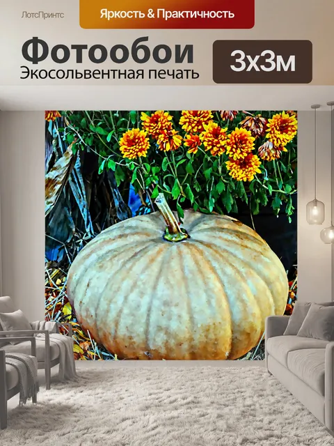Фотообои Белый тыквы с оранжевыми цветами