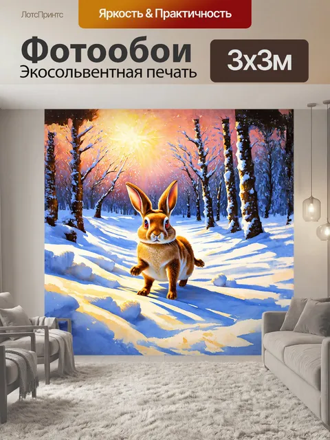 Фотообои на картине изображен кролик с злыми красными глазами