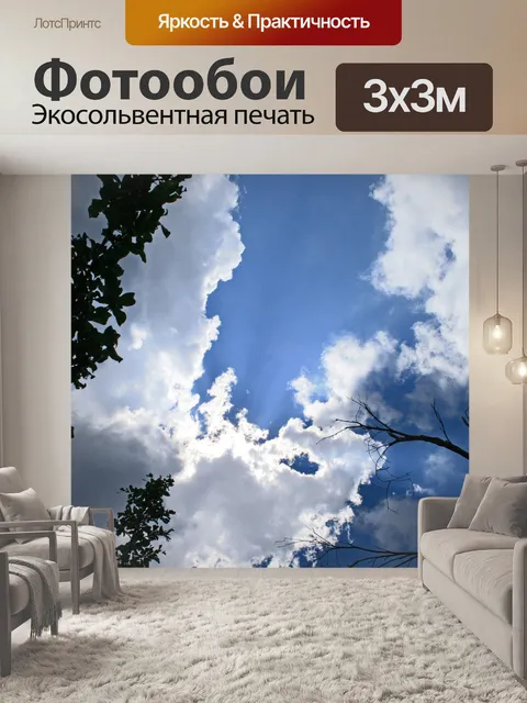 Фотообои Яркость в облаках с деревьями