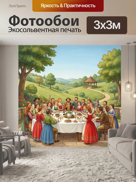 Фотообои Веселое застолье на природе