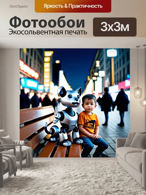 Фотообои компаньон: стальной робот-питомец