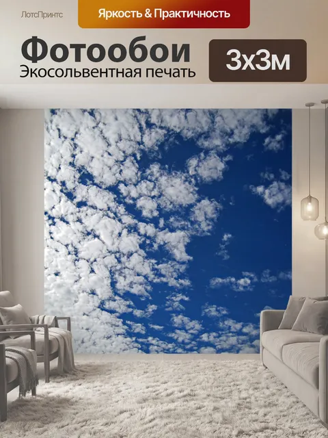 Фотообои белый рыхлый разорванная облачность