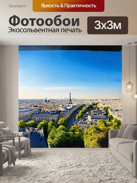 Фотообои панорамный вид на город париж с холма
