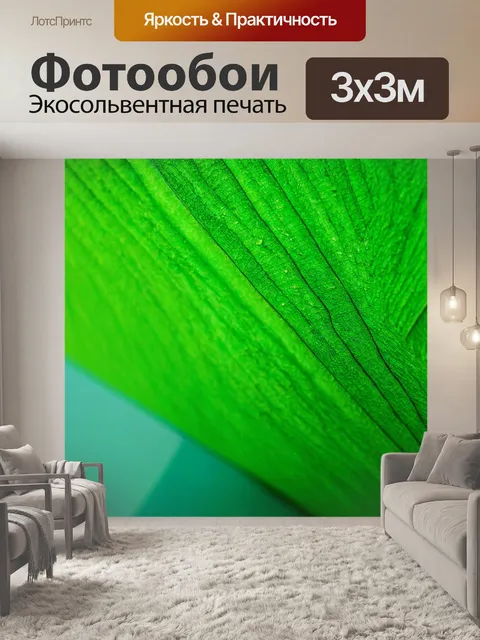 Фотообои зеленые в стиле модерн, яркие краски и мягкие линии, гармония с современным дизайном