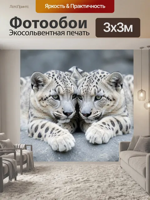 Фотообои Два снежных леопарда