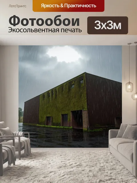 Фотообои фабрика по производству войлока в дождливый день