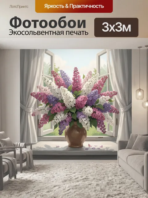 Фотообои Букет сирени у окна