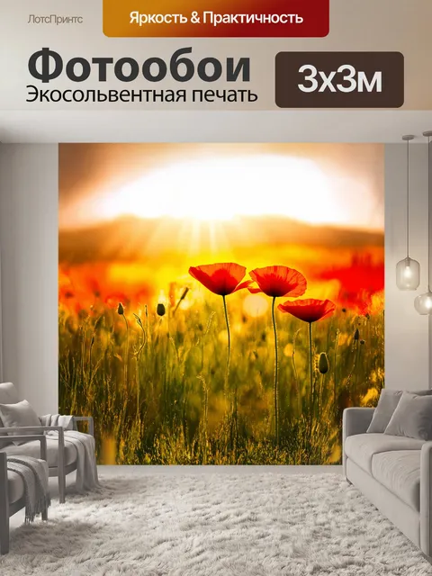 Фотообои яркий кукурузный мак