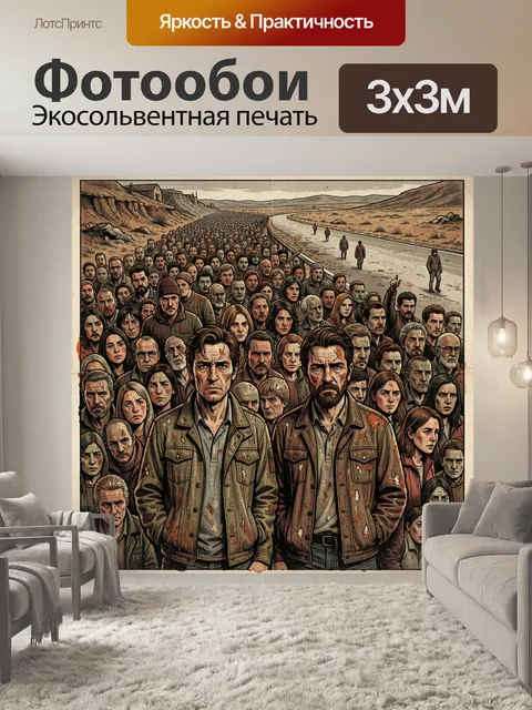 Фотообои Толпа людей на пустынной дороге