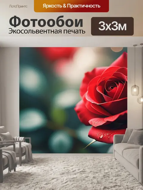Фотообои с розой красной