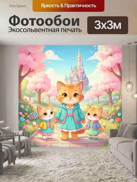 Фотообои Котята у сказочного замка