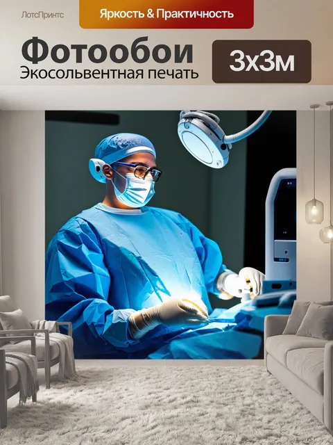 Фотообои изображение современного хирургического робота, выполняющего операцию, в детализированном реалистичном стиле