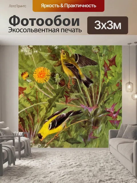 Фотообои Щегол Винтажная птица Иллюстрация