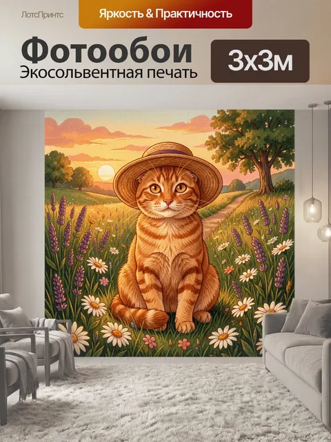 Фотообои Рыжий кот в шляпе