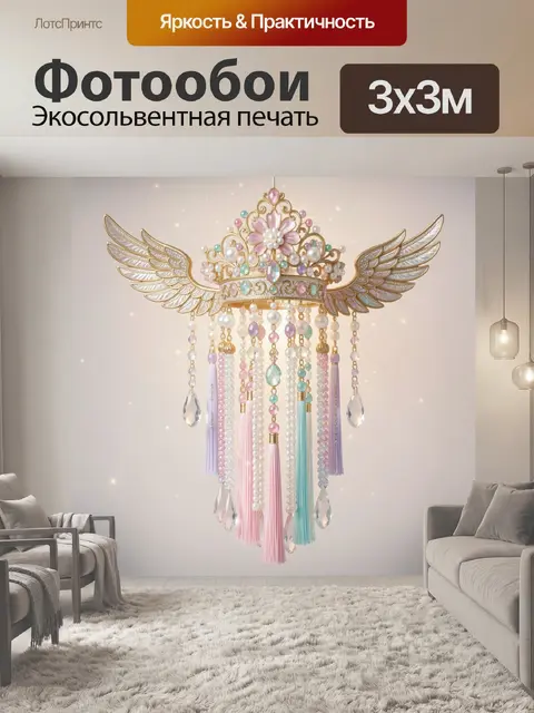 Фотообои Винтажная корона с крыльями
