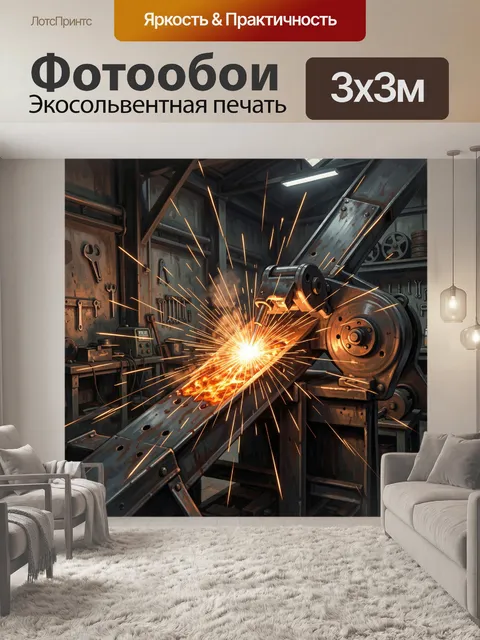 Фотообои Искры сварки в мастерской