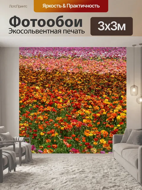 Фотообои цветочное поле лютика