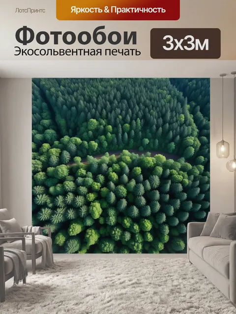 Фотообои панорамный вид на лесную территорию с высоты птичьего полета