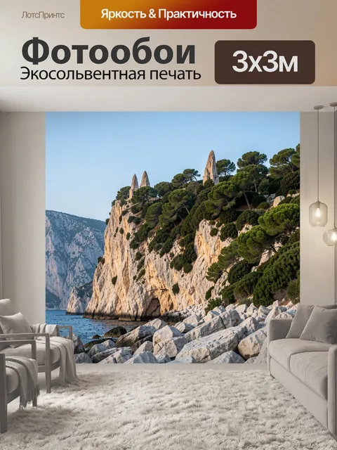 Фотообои Скалистый берег с соснами