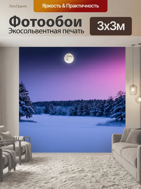 Фотообои градиент зимнего пейзажа в свете луны