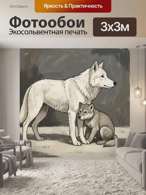 Фотообои Волки в зимнем лесу