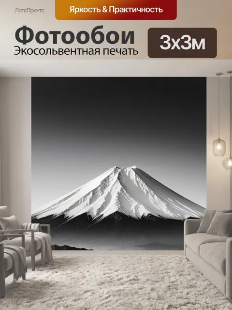 Фотообои пейзаж с фудзиямой чернобелый