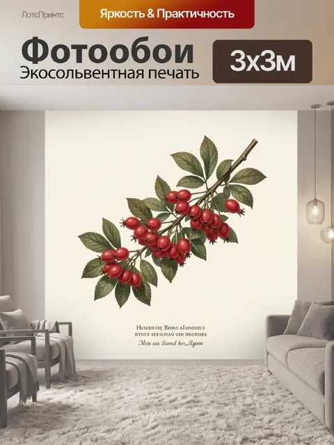 Фотообои Ветка с красными ягодами