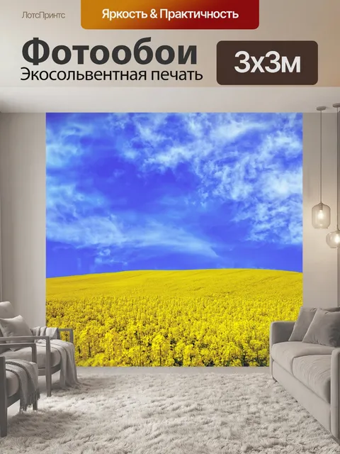 Фотообои Рапсовое поле небо цветы