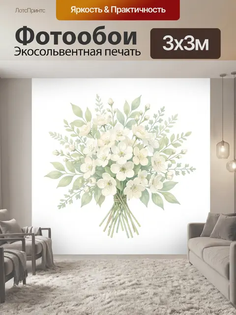 Фотообои Букет белых цветов в вазе