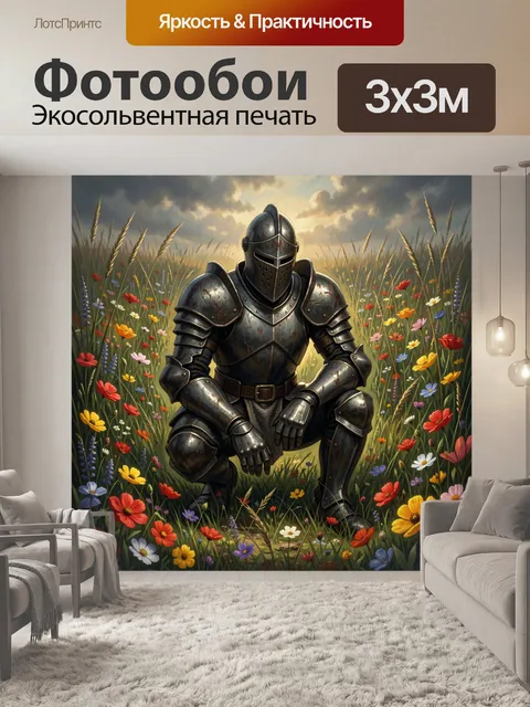 Фотообои Рыцарь в цветущем поле