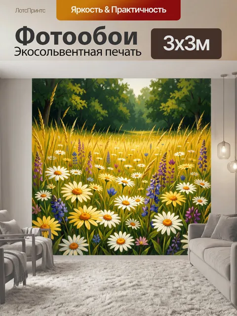 Фотообои Летний луг с ромашками