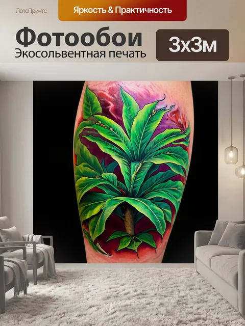Фотообои зеленые в стиле искусство татуировки