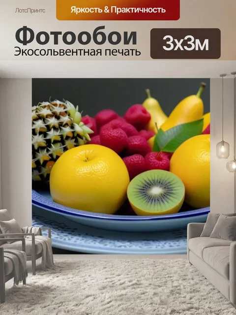 Фотообои цветы и фрукты на столе