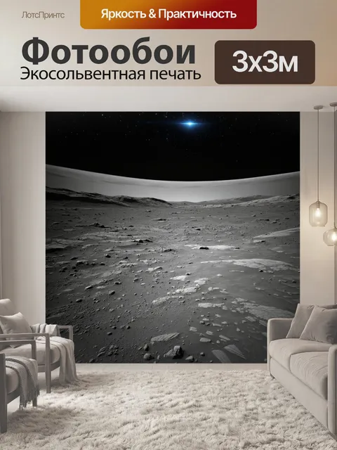 Фотообои космос в стиле черно-белый с изображением прогулок по марсианской поверхности под звездами