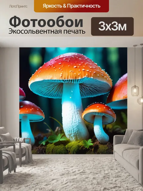 Фотообои с грибами разноцветный