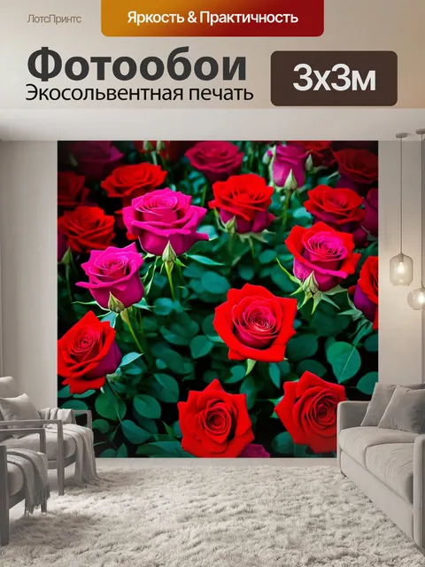 Фотообои розы в стиле модернизм, упрощенные формы, контрастные светлые и темные участки