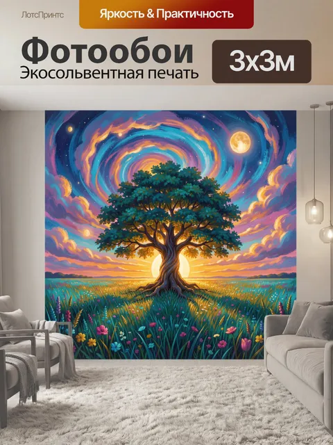 Фотообои Сказочное дерево под звездным небом