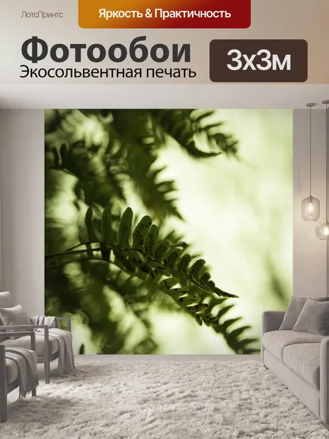 Фотообои Свежие зеленые листья папоротника