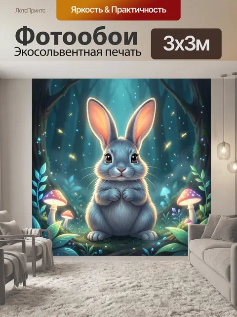 Фотообои Милый кролик в лесу